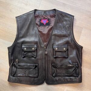 Verducci Brown Leather vest - large men’s
